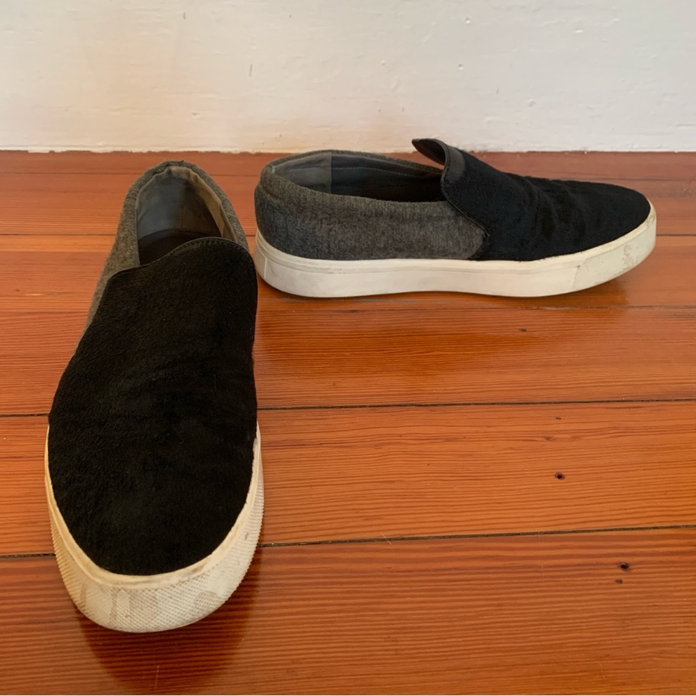 Vince Berlin Pony Calf Hair Leather Slip On Causal Sneakers Black Women’s 7.5.